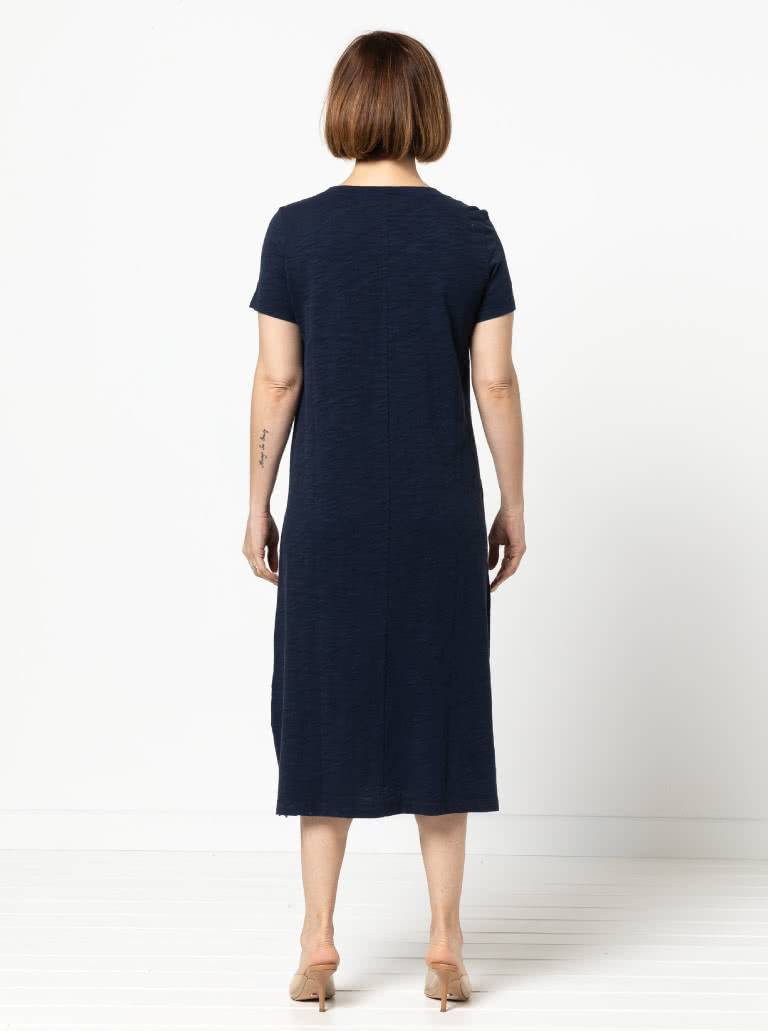 Blanche Knit Dress By Style Arc - Knit short sleeve pull on dress, below knee length with side splits.