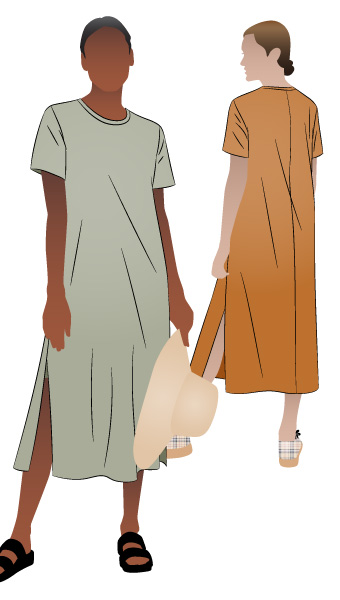 Blanche Knit Dress By Style Arc - Knit short sleeve pull on dress, below knee length with side splits.