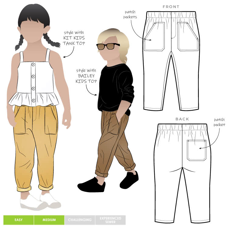 Olive Kids Pant Sewing Pattern Multi-Size – Pants & Shorts Sewing Patterns  – Style Arc