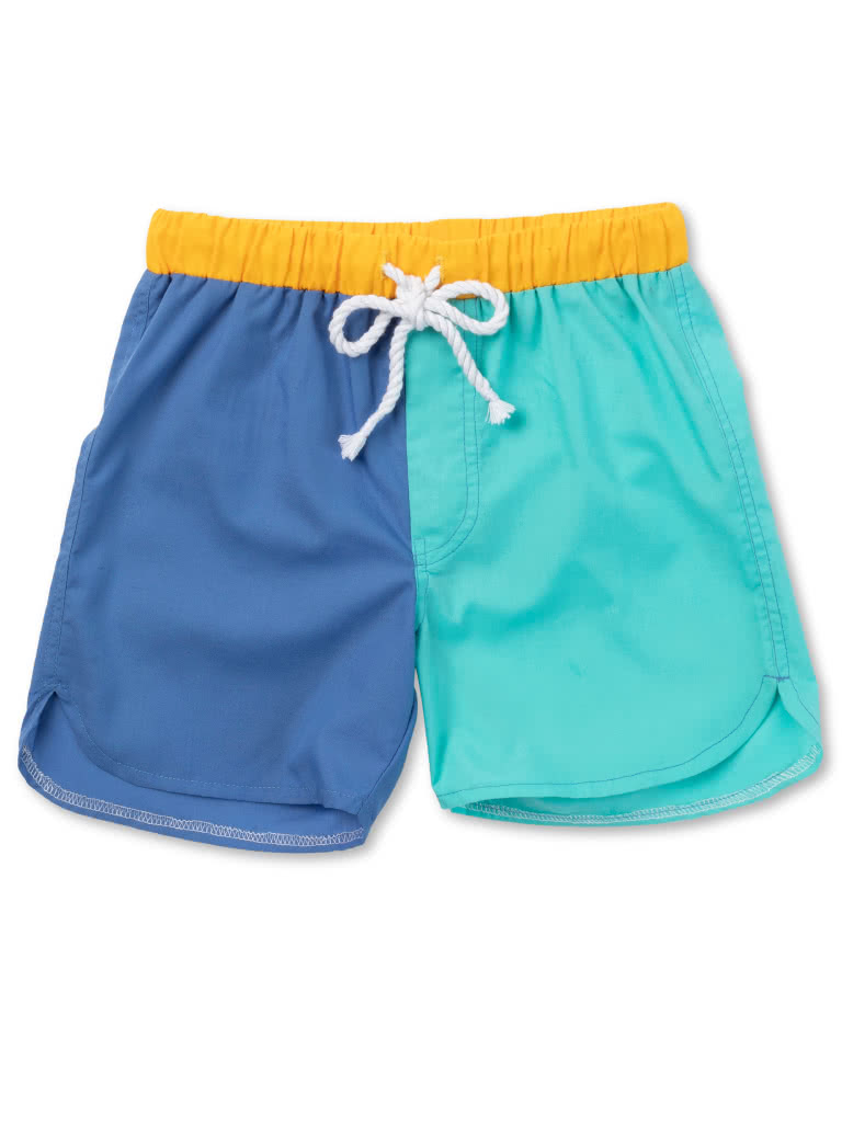 Bondi Kids Boardie By Style Arc - Elastic waist short with faux fly and cord ties.