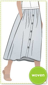 Bonnie Woven Skirt By Style Arc - Classic dirndl skirt with a curved front waistband and elastic back for comfort.