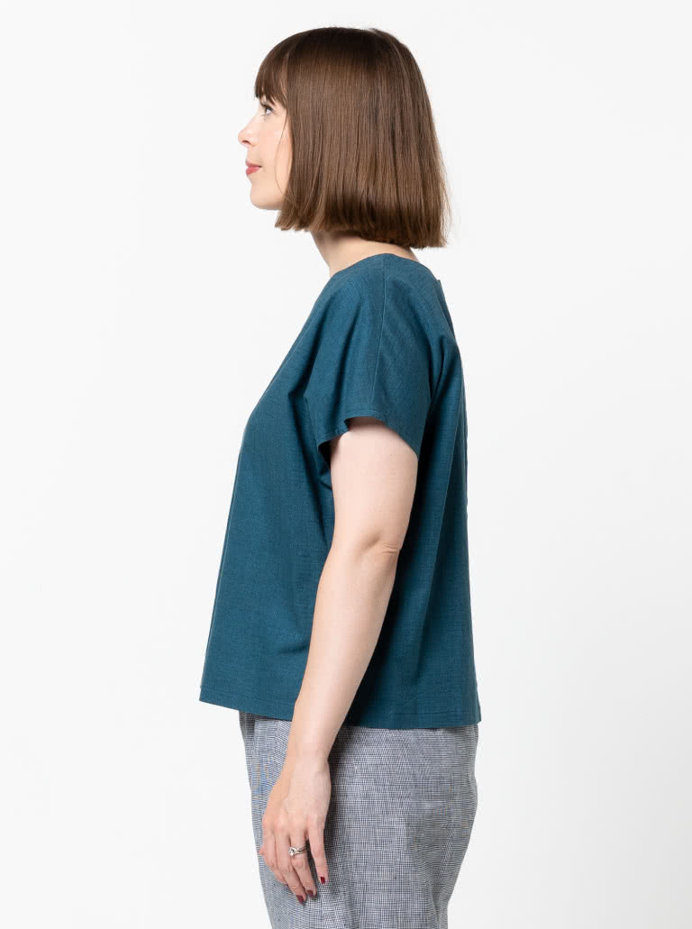 Bonnie Woven Tops By Style Arc - Two top options in the one pattern. 1 - Sleeveless swing shape top with a cropped length. 2 - A square shaped drop shoulder and longer length top. Both tops feature a round neck and functional back opening.