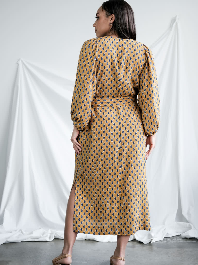 Brigid Wrap Dress By Style Arc - Wrap dress featuring a full sleeve and tie belt.