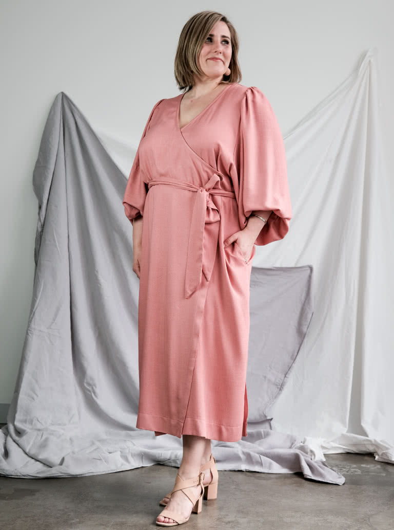 Brigid Wrap Dress By Style Arc - Wrap dress featuring a full sleeve and tie belt.