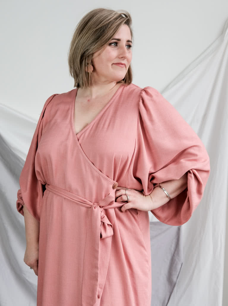 Brigid Wrap Dress By Style Arc - Wrap dress featuring a full sleeve and tie belt.