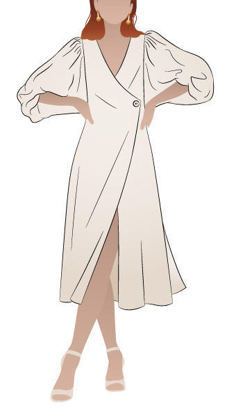 Brigid Wrap Dress By Style Arc - Wrap dress featuring a full sleeve and tie belt.