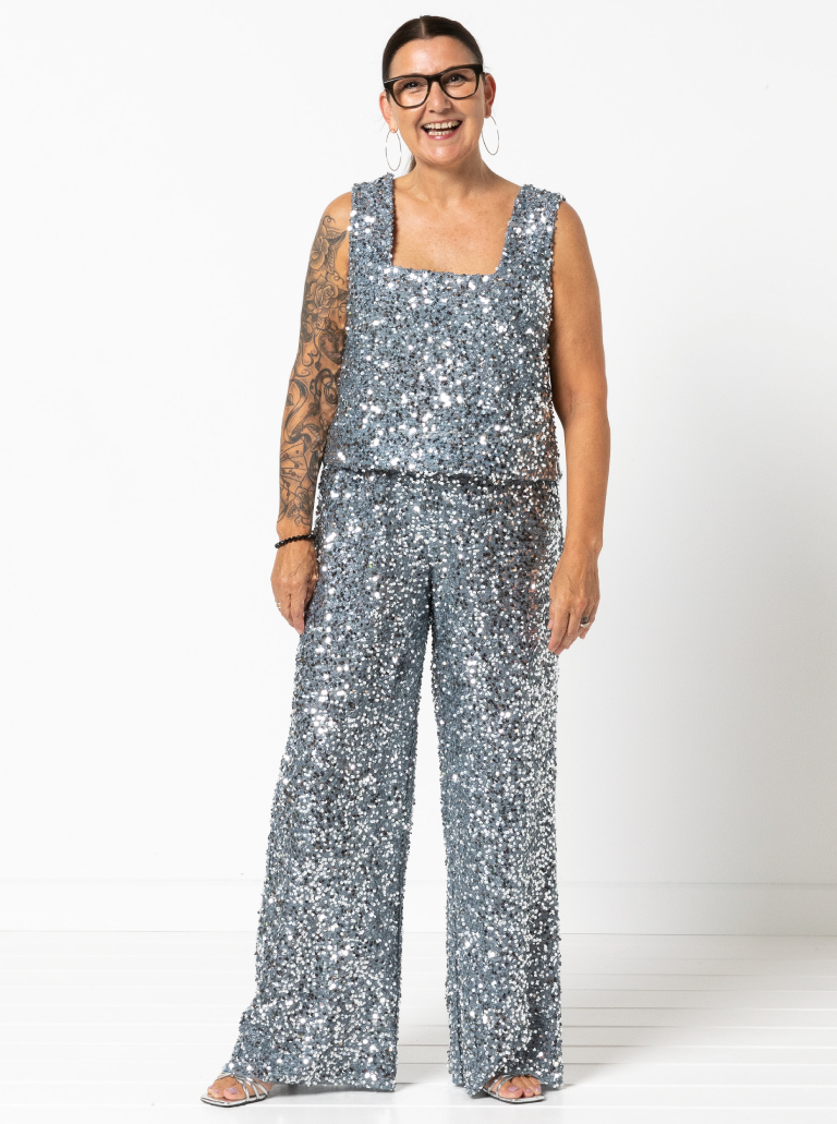 Byron Woven Top By Style Arc - Square shaped sleeveless square neck top which sits just below the waist
