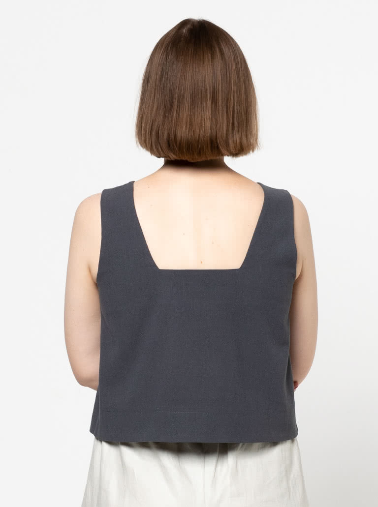 Byron Woven Top By Style Arc - Square shaped sleeveless square neck top which sits just below the waist