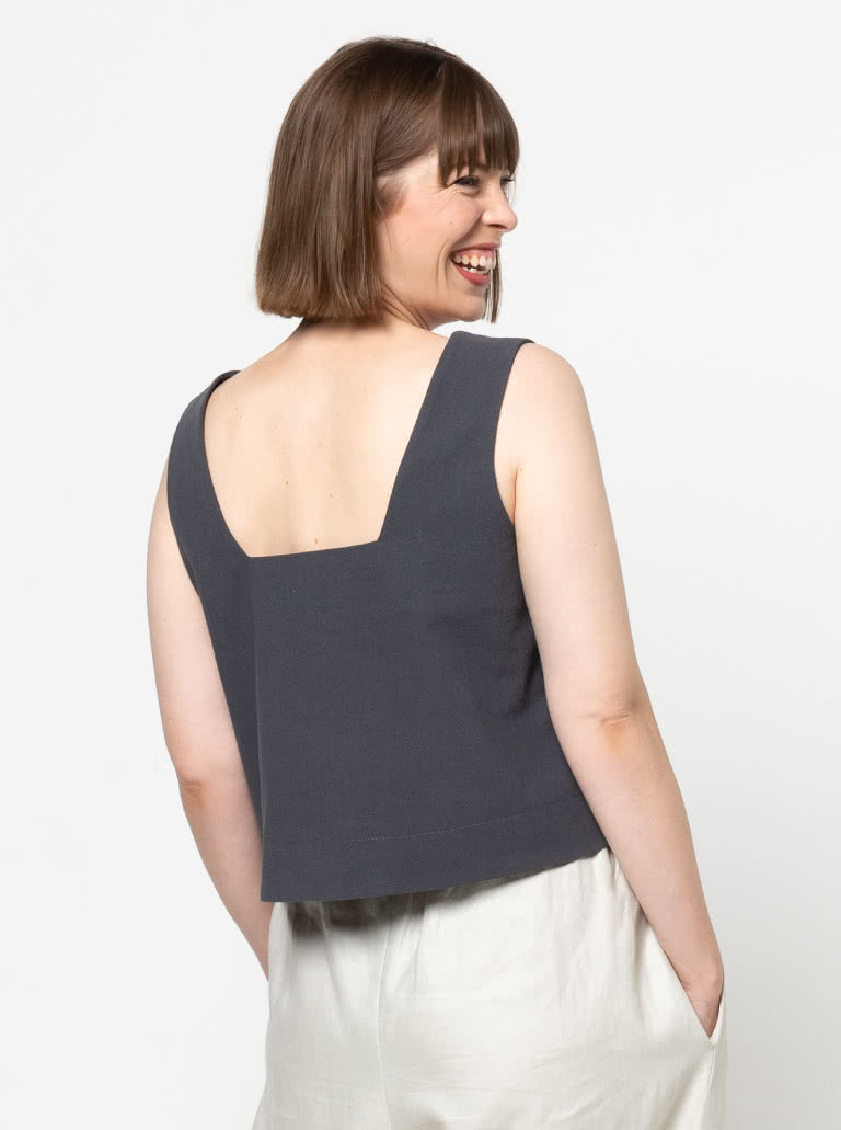 Byron Woven Top By Style Arc - Square shaped sleeveless square neck top which sits just below the waist