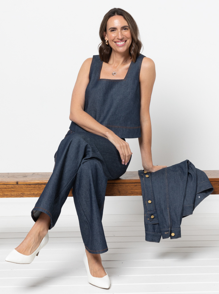 Byron Woven Top By Style Arc - Square shaped sleeveless square neck top which sits just below the waist