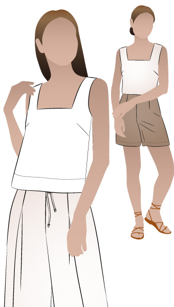 Byron Woven Top By Style Arc - Square shaped sleeveless square neck top which sits just below the waist