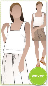 Byron Woven Top By Style Arc - Square shaped sleeveless square neck top which sits just below the waist