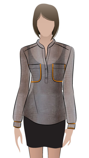 Camilla Blouse By Style Arc - Lovely short tab front, long sleeve blouse