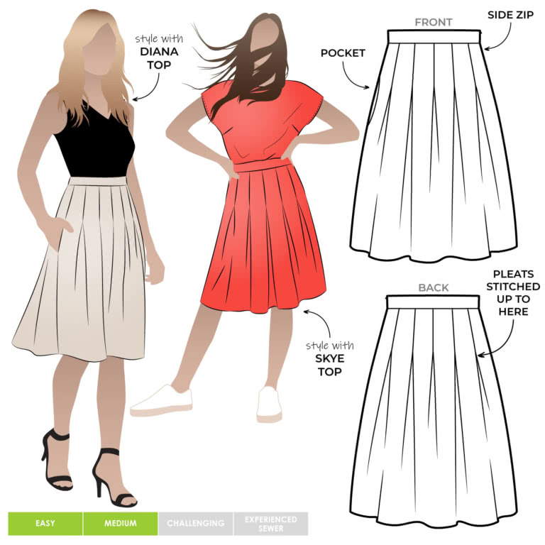 Candice Skirt Sewing Pattern – Casual Patterns – Style Arc