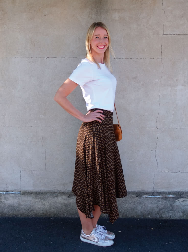 Canterbury Skirt By Style Arc - Feminine asymmetrical skirt featuring a waistband, angled yoke and side zip.