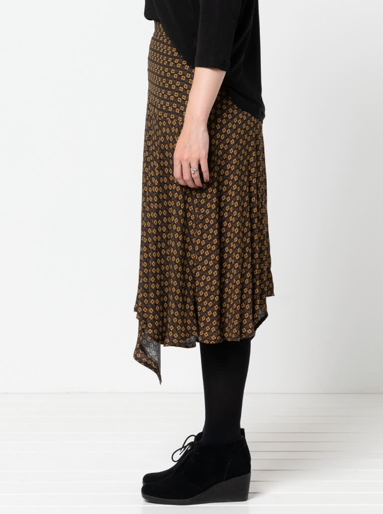 Canterbury Skirt By Style Arc - Feminine asymmetrical skirt featuring a waistband, angled yoke and side zip.