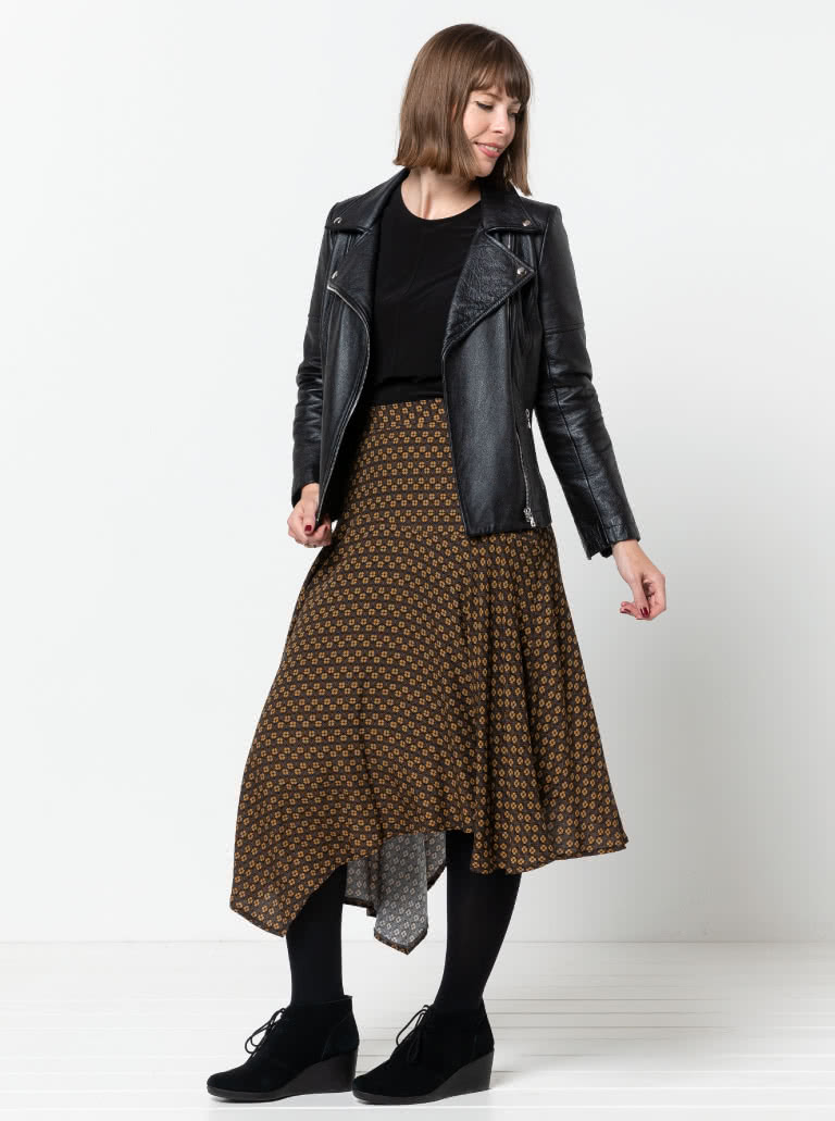 Canterbury Skirt By Style Arc - Feminine asymmetrical skirt featuring a waistband, angled yoke and side zip.