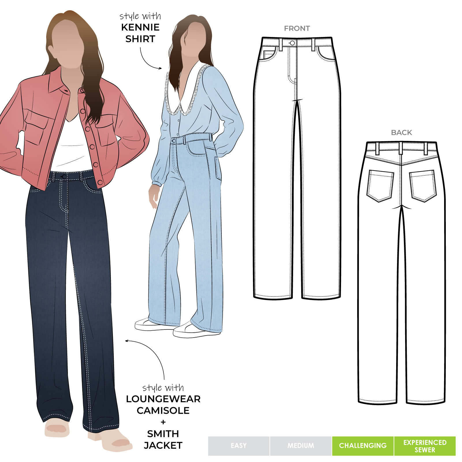 Carlisle Jean Carlisle Jean by Style Arc - Traditional wide/straight leg jean that sits on the waist