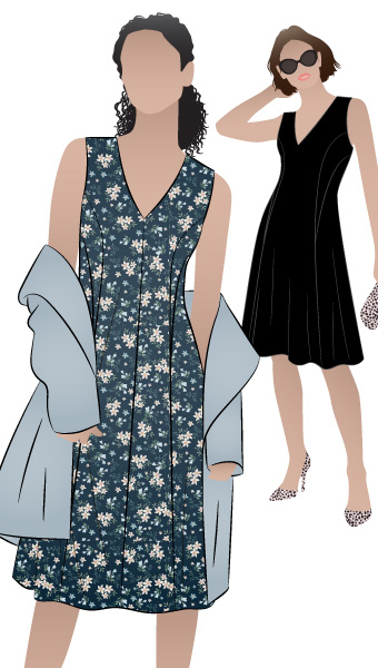 Carnegie Woven Dress By Style Arc - Sleeveless fit and flare panelled dress with a "V" neck.