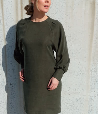 Catalina Designer Dress Sewing Pattern By Style Arc - Designer long blouson sleeve dress or top.