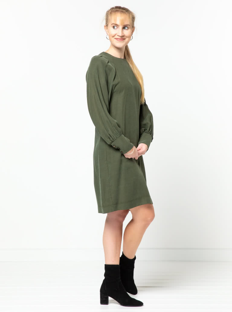 Catalina Designer Dress Sewing Pattern By Style Arc - Designer long blouson sleeve dress or top.