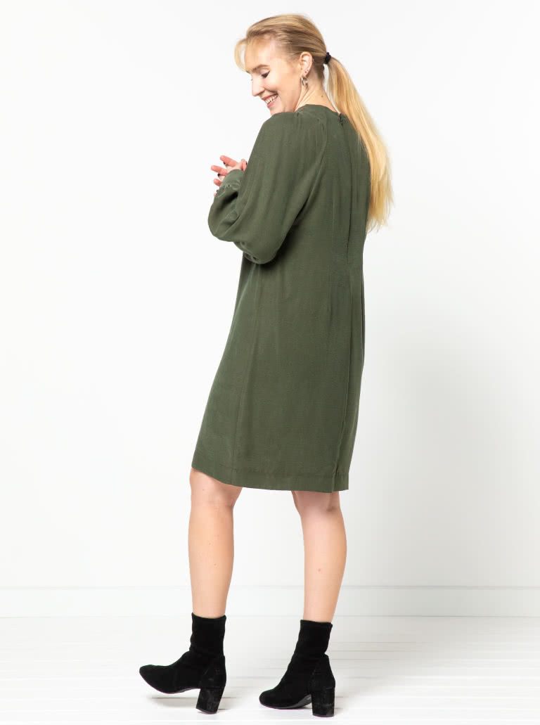 Catalina Designer Dress Sewing Pattern By Style Arc - Designer long blouson sleeve dress or top.