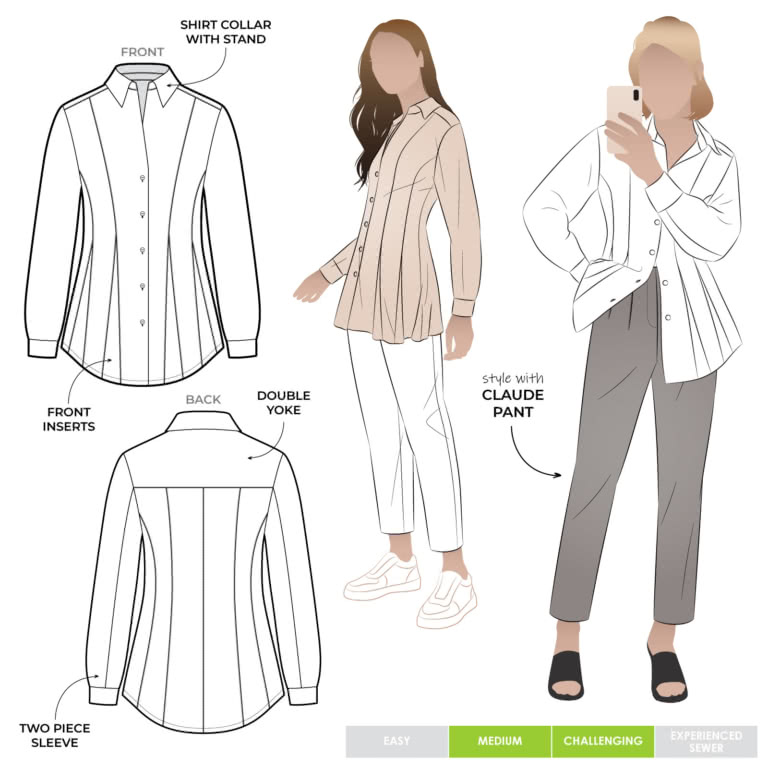 Celeste Woven Shirt Sewing Pattern – Casual Patterns – Style Arc
