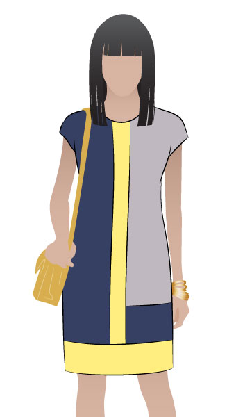 Charlotte Dress By Style Arc - Trendy colour-blocked woven shift dress with short sleeve