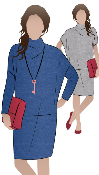 Cher Knit Dress By Style Arc - Funnel neck, long sleeved cocoon shaped dress.