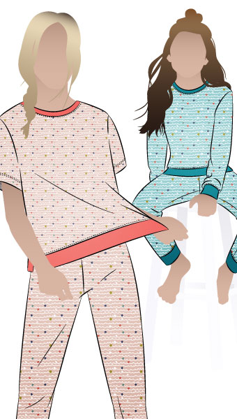 Children's PJ Set By Style Arc - Layered Children's pyjama top and pant set, for kids 2-14