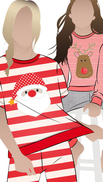 Christmas Applique Template By Style Arc - Christmas applique template patterns including Christmas Tree, Santa, Reindeer and Angel.