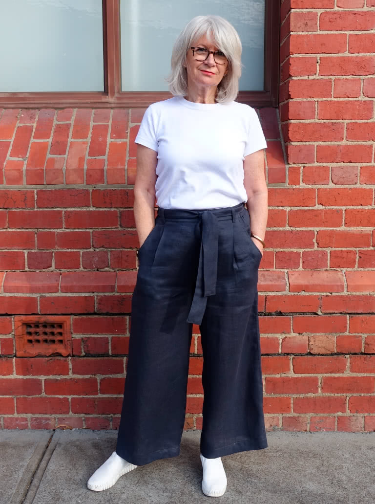 Clare Pant By Style Arc - This elastic waist, wide leg pant features a fashionable 7/8th leg length, pockets and tie belt.