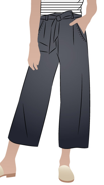 Clare Pant By Style Arc - This elastic waist, wide leg pant features a fashionable 7/8th leg length, pockets and tie belt.
