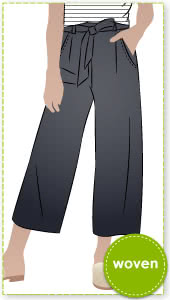 Clare Pant By Style Arc - This elastic waist, wide leg pant features a fashionable 7/8th leg length, pockets and tie belt.