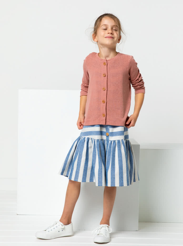 Claudia Kids Dress By Style Arc - A-line swing dress with spaghetti strap ties and hem frill, for kids 2-8