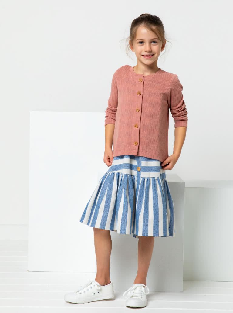 Claudia Kids Dress By Style Arc - A-line swing dress with spaghetti strap ties and hem frill, for kids 2-8