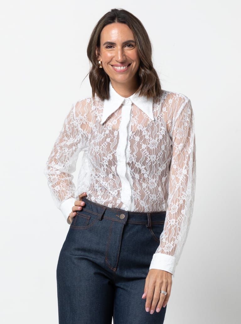 Clayton Woven Shirt Pack By Style Arc - Shirt with two body shape options - a "relaxed shape" shirt with a back yoke and optional collars, sleeves and pockets or a "classic fit" shirt with optional front and back yokes, sleeves, collars and pockets.