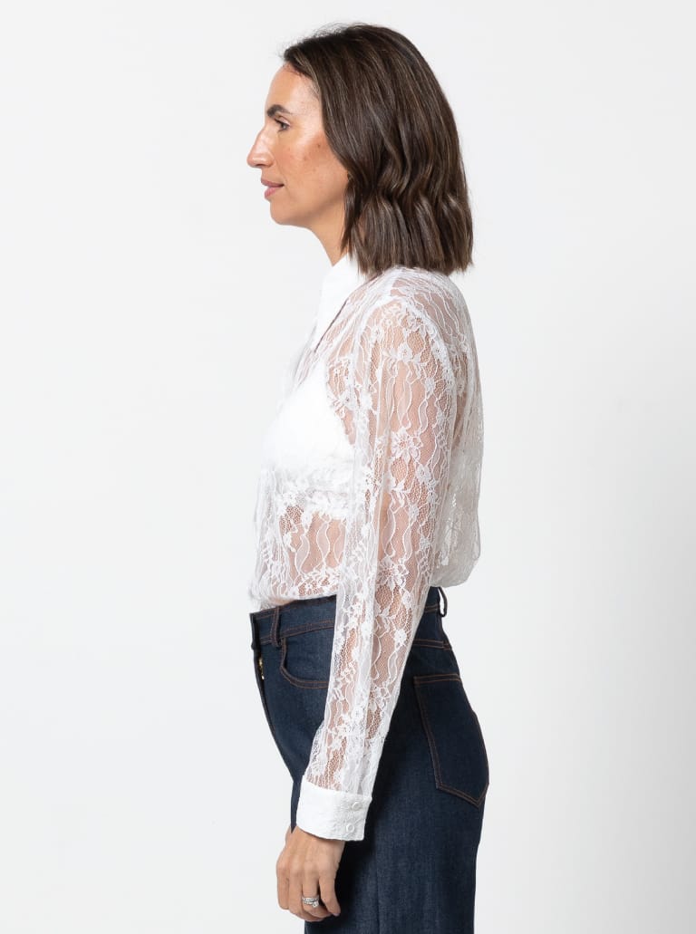 Clayton Woven Shirt Pack By Style Arc - Shirt with two body shape options - a "relaxed shape" shirt with a back yoke and optional collars, sleeves and pockets or a "classic fit" shirt with optional front and back yokes, sleeves, collars and pockets.