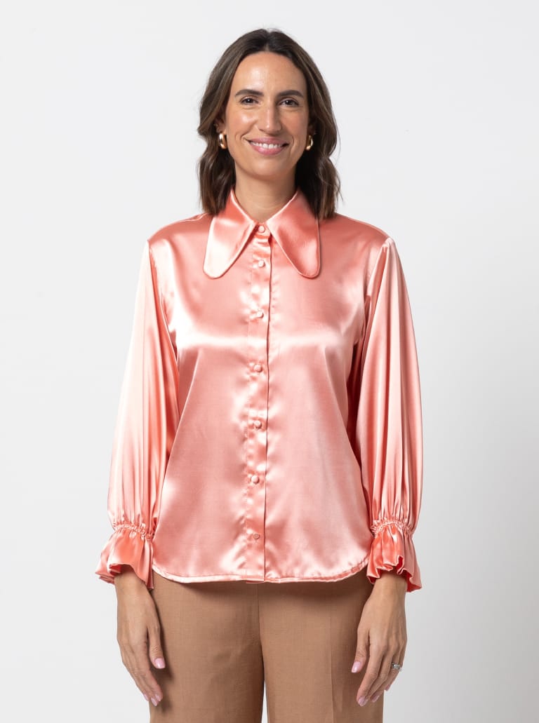 Clayton Woven Shirt Pack By Style Arc - Shirt with two body shape options - a "relaxed shape" shirt with a back yoke and optional collars, sleeves and pockets or a "classic fit" shirt with optional front and back yokes, sleeves, collars and pockets.