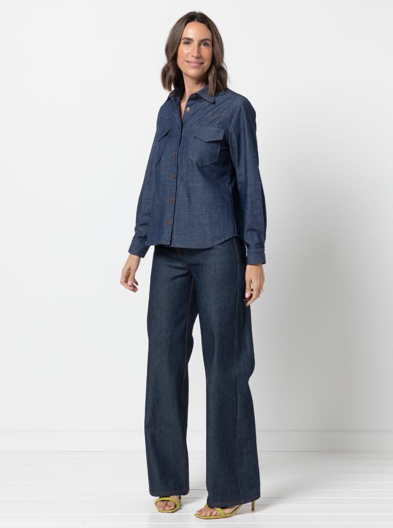 Clayton Woven Shirt Pack By Style Arc - Shirt with two body shape options - a "relaxed shape" shirt with a back yoke and optional collars, sleeves and pockets or a "classic fit" shirt with optional front and back yokes, sleeves, collars and pockets.