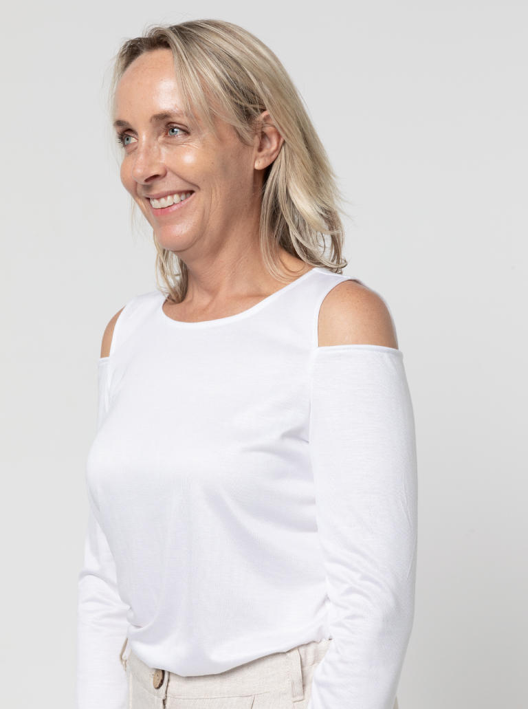 Cold Shoulder Knit Top Sewing Pattern By Style Arc - Knit top with the trendy cut out shoulder feature
