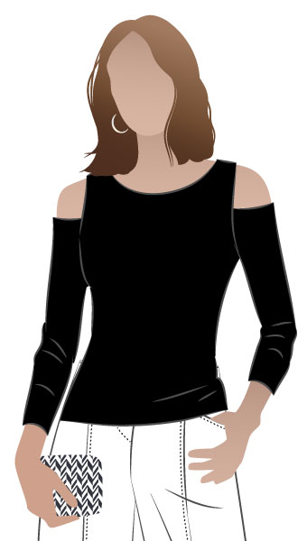 Cold Shoulder Knit Top By Style Arc - Knit top with cut out shoulder feature.