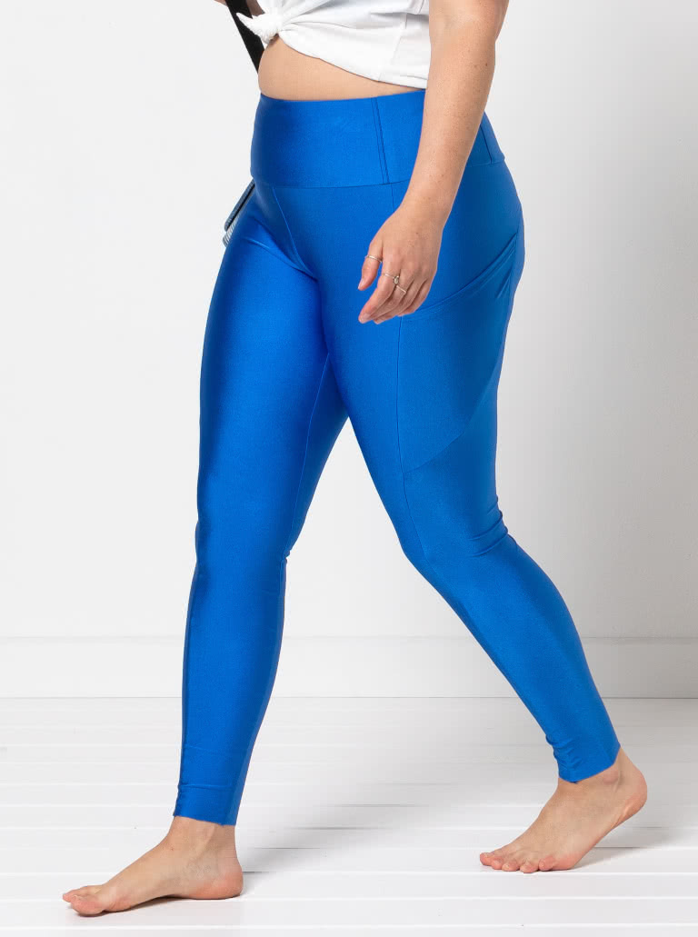 Plus Size High Waist Knit Leggings - Royal Blue