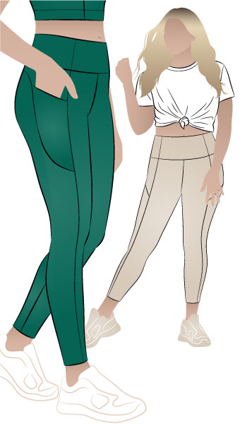 Columbus Knit Legging By Style Arc - Stretch legging with wide waistband and side pocket panelling.