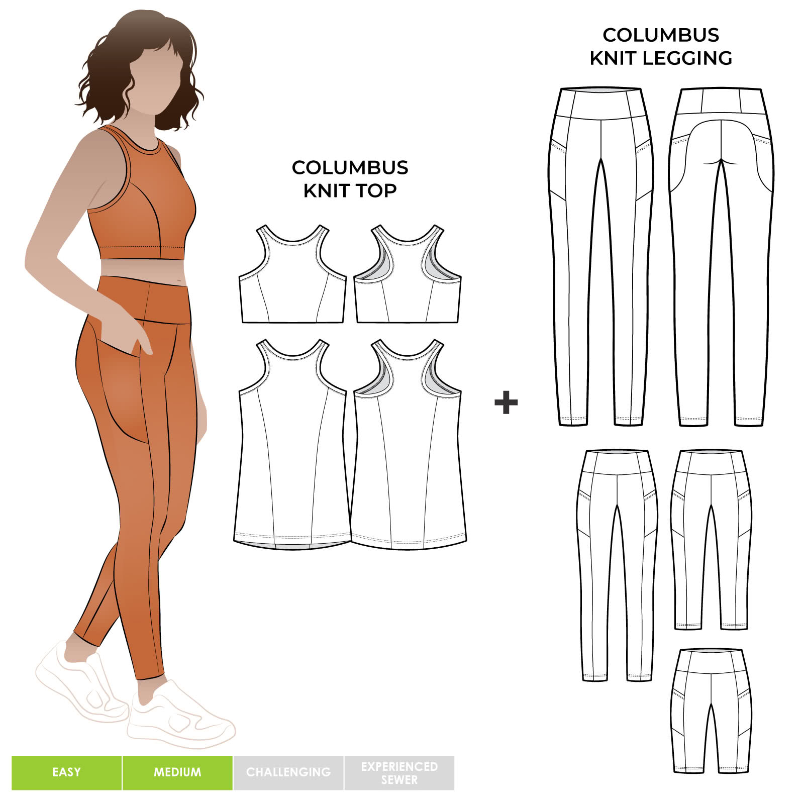 Columbus Knit Top and Legging Bundle Sewing Pattern Bundle By Style Arc - The ultimate activewear top and legging set.