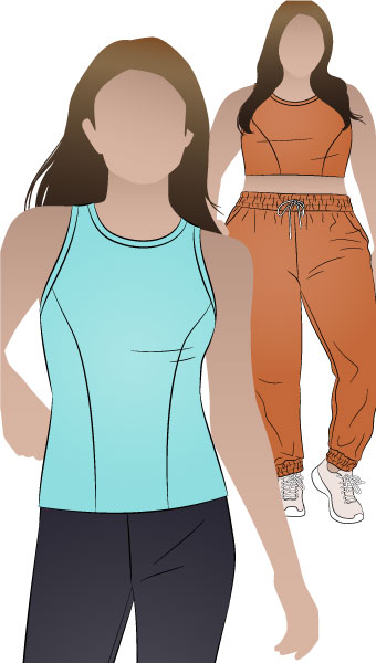 Columbus Knit Top By Style Arc - Knit racer style sports top, one cropped one high hip length