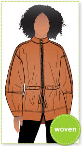 Columbus Woven Jacket By Style Arc - Oversized zip up shell coat with drawstring waist.