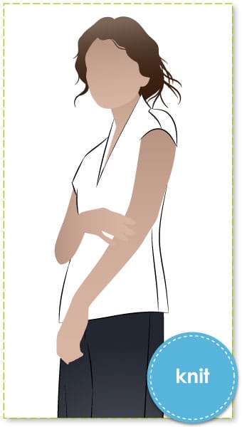 Como Knit Top By Style Arc - Fitted knit tee with extended shoulders and "V" neckline which hugs the back neck.