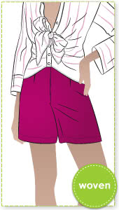 Cora Woven Short Sewing Pattern By Style Arc - Casually tailored vintage-inspired short.