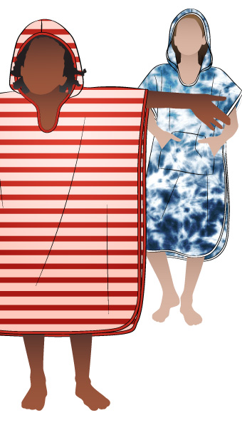 Coral Kids Hooded Towel By Style Arc - Pull over towel with hood and optional pocket, for kids 2-16
